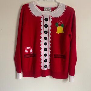 Candy Cane & Jingle Bell Print Sweater